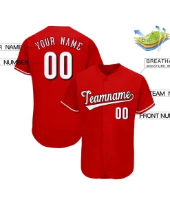 Custom Red Team Classic Style Authentic Baseball Jersey