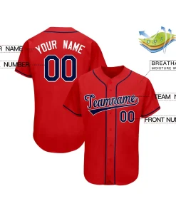 Custom Red Team Classic Style Authentic Baseball Jersey