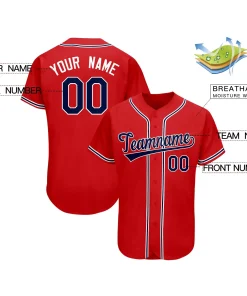 Custom Red Team Classic Style Authentic Baseball Jersey
