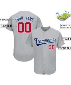 Custom Gray Team Classic Style Authentic Baseball Jersey