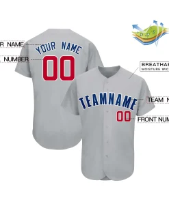 Custom Gray Team Classic Style Authentic Baseball Jersey