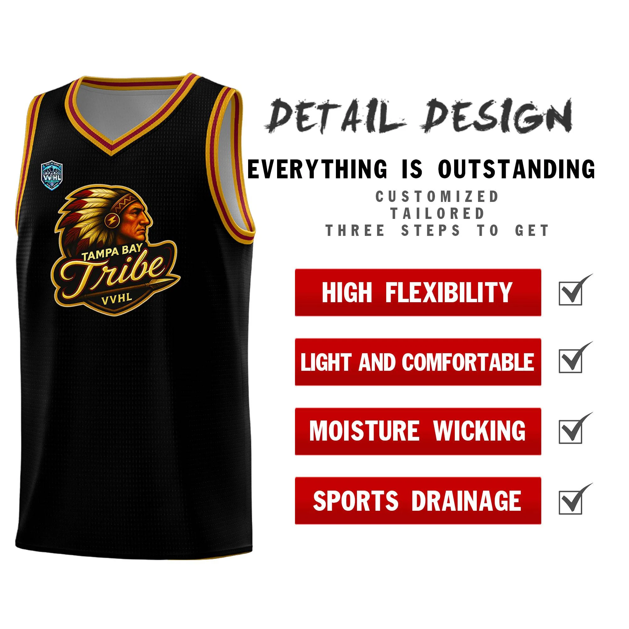 VVHL Black S7-Tampa-bay-tribe-1 Tops Basketball Jersey - Image 2