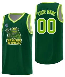 VVHL Green S7-Sewer-Kings-1 Tops Basketball Jersey