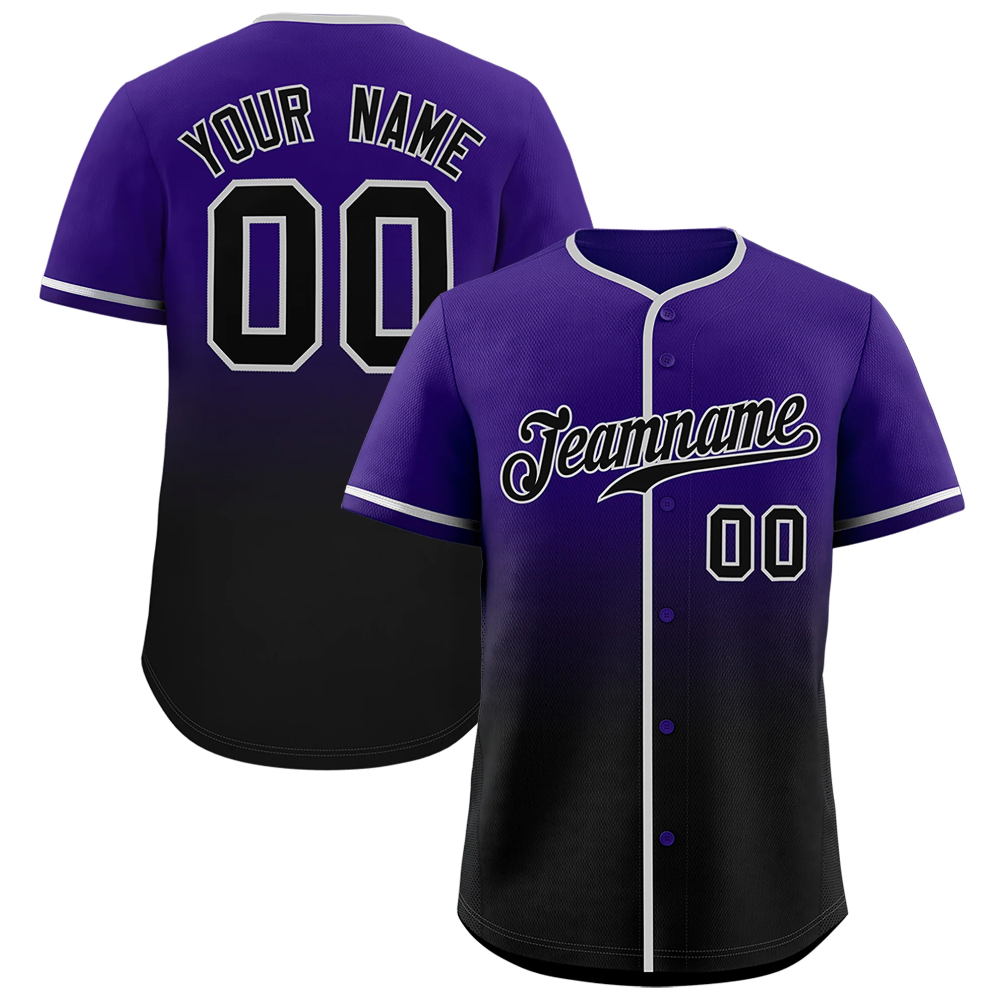 VVHL Custom Purple Black Gradient Fashion Authentic Baseball Jersey - Image 7