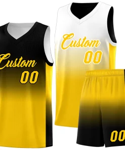 Fans-Made | Custom Black/White Yellow Gradient Fashion Double Side Sports Uniform Basketball Jersey – Available for Reorder