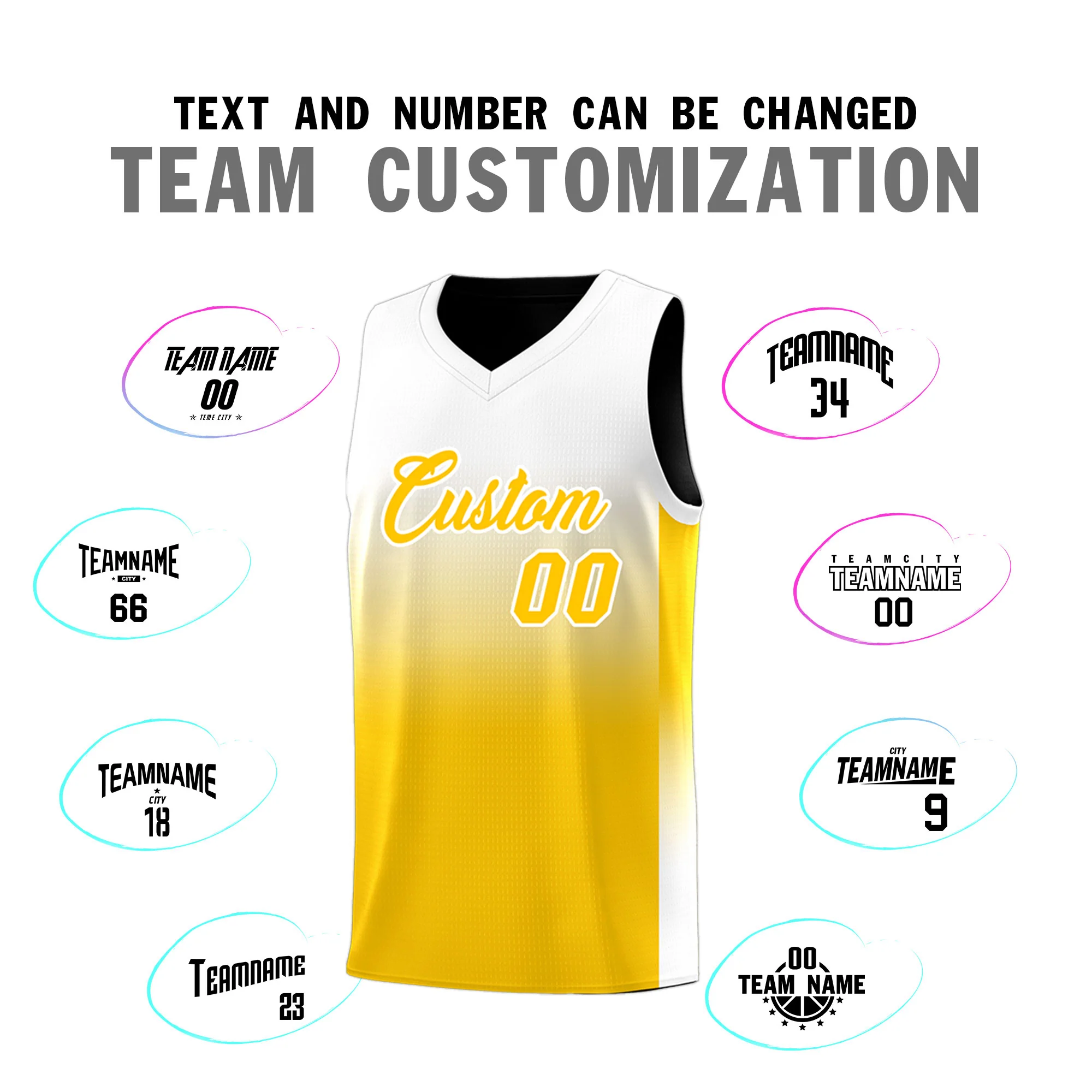 Fans-Made | Custom Black/White Yellow Gradient Fashion Double Side Sports Uniform Basketball Jersey – Available for Reorder - Image 4