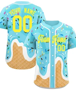 Fans-Made | Custom Blue Ice Cream Cone Graffiti Pattern Fashion Authentic Baseball Jersey From Evan Neufang  Available for Reorder