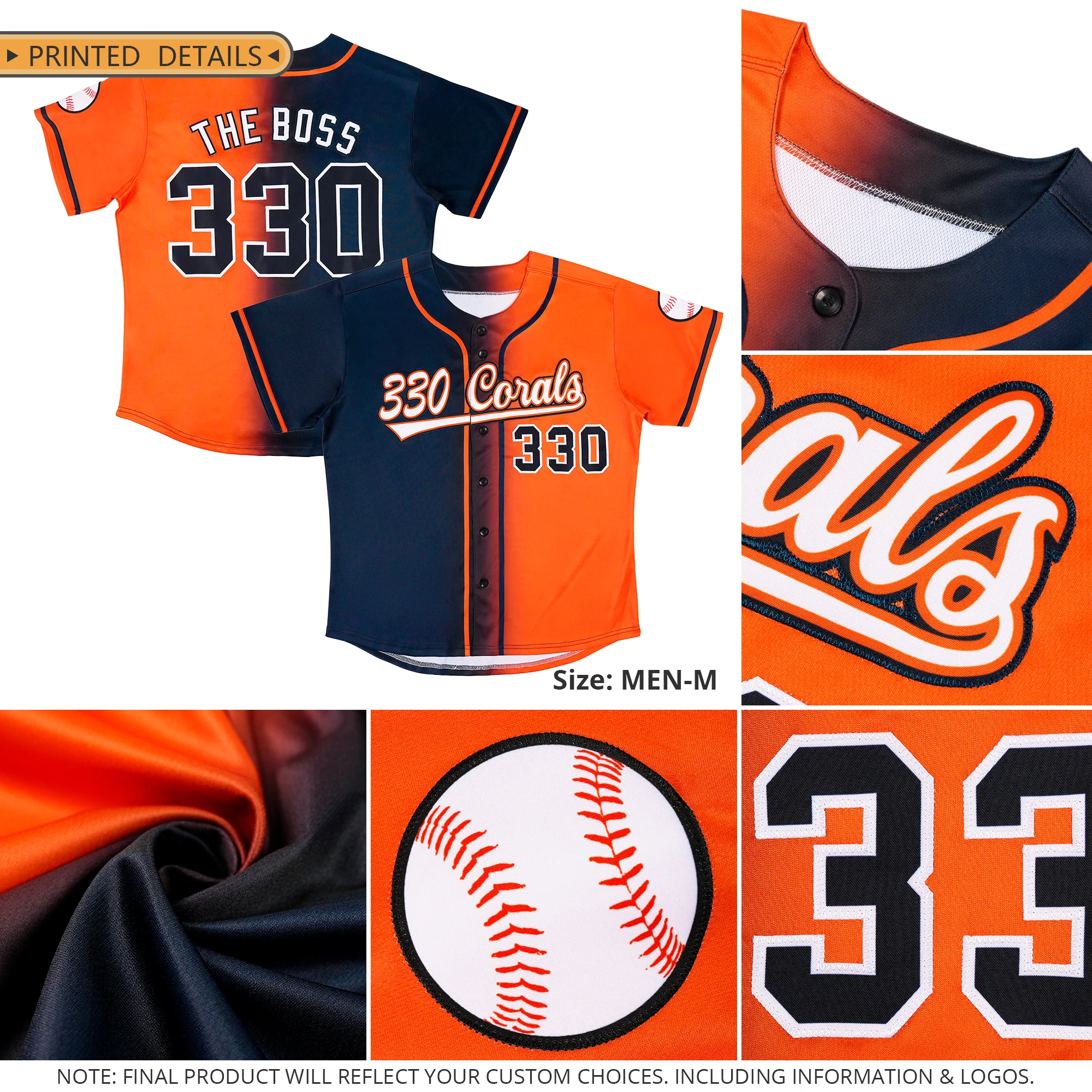 Custom Orange White Gradient Fashion Authentic Baseball Jersey - Image 4