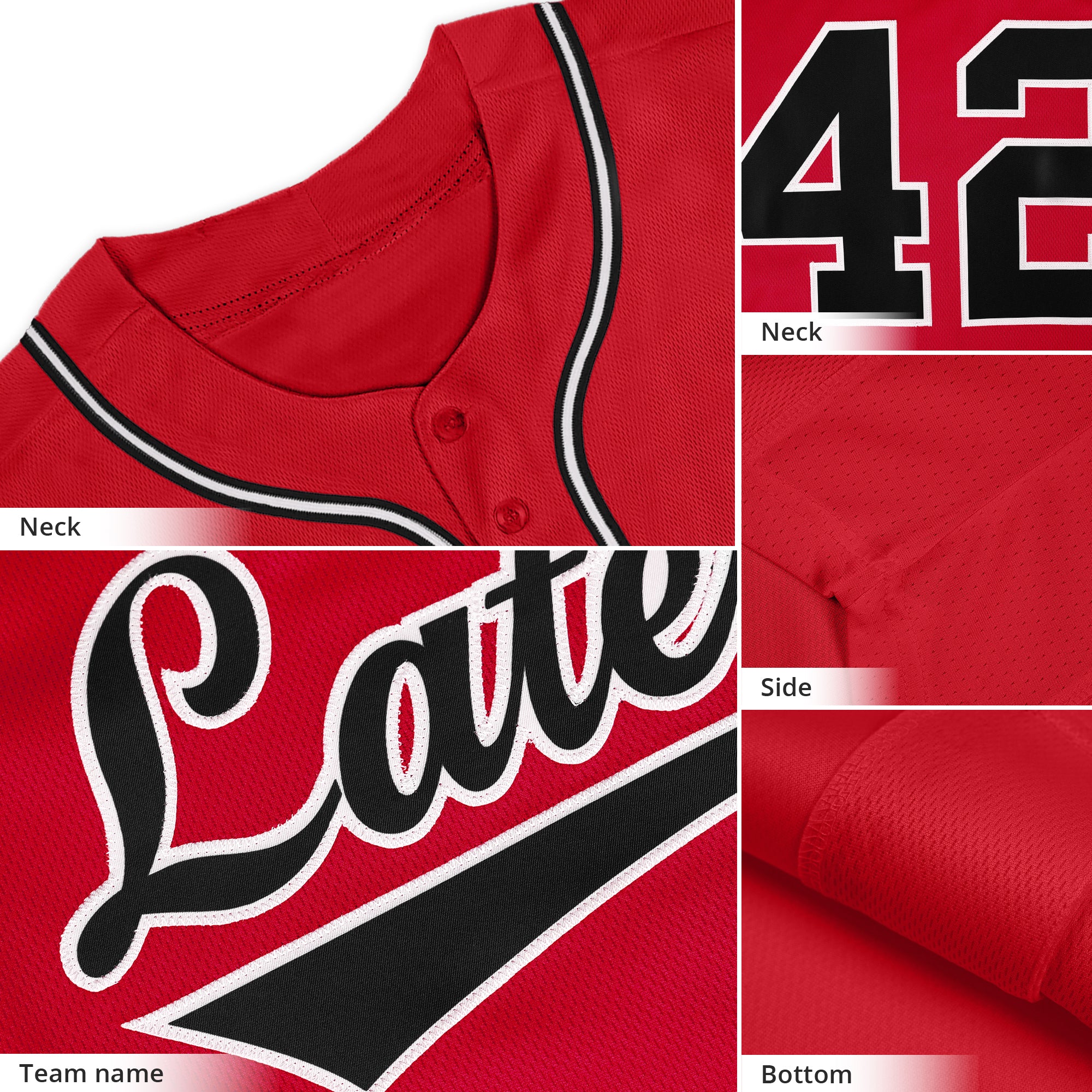 Custom Red Black-White Solider Classic Style Authentic Baseball Jersey - Image 2