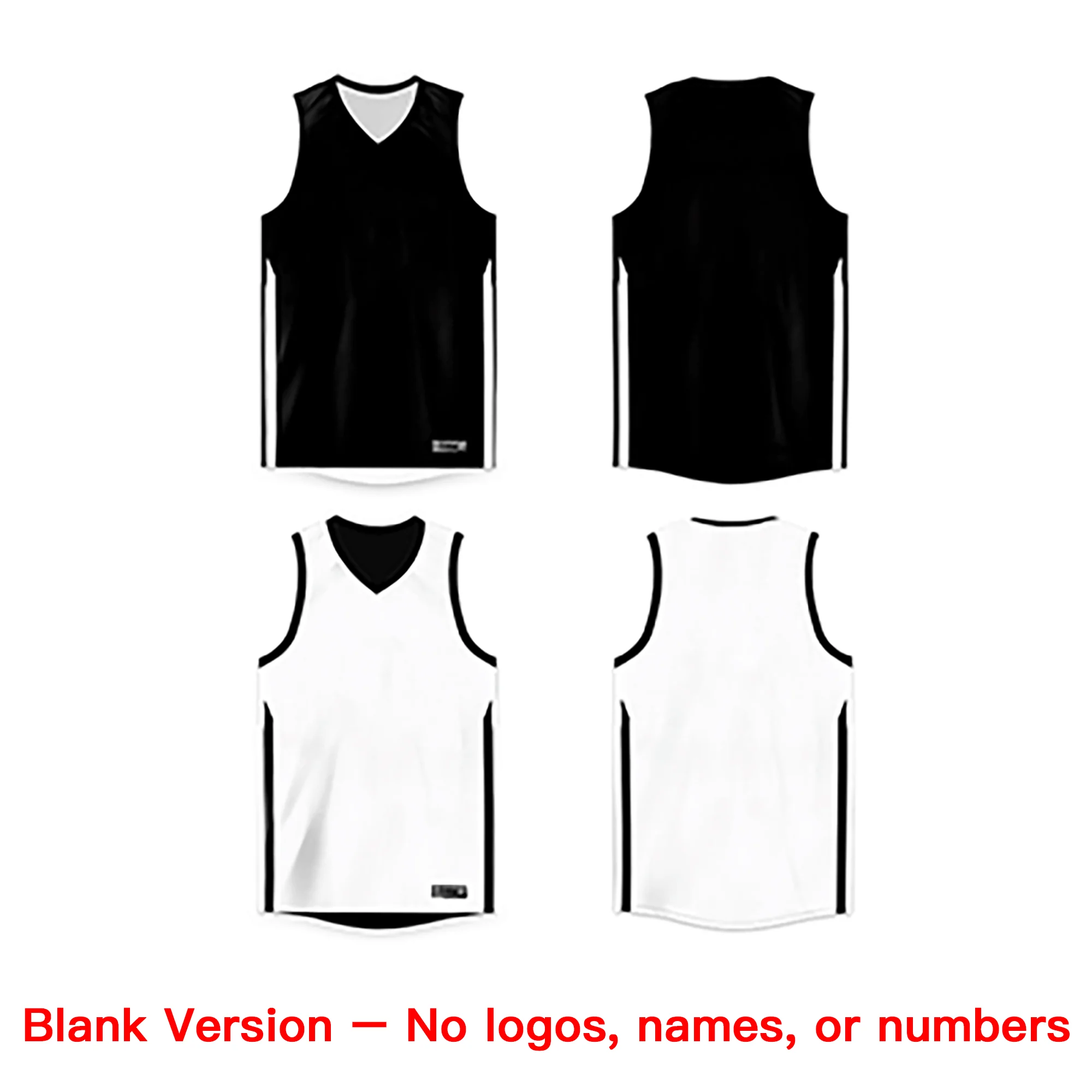 Custom Black White Double Side Tops Sports Basketball Jersey - Image 3