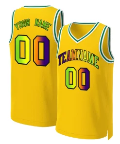 Custom Yellow Purple-Black Classic Gradient Fashion Tops Basketball Jersey