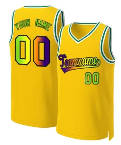 Custom Yellow Purple-Black Classic Gradient Fashion Tops Basketball Jersey