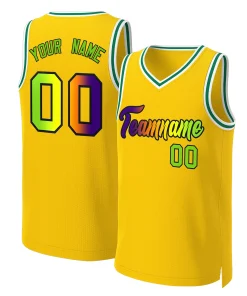 Custom Yellow Purple-Black Classic Gradient Fashion Tops Basketball Jersey