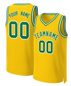 Custom Yellow Kelly Green-White Classic Tops Basketball Jersey