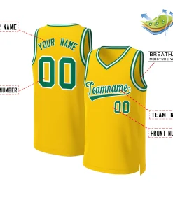 Custom Yellow Kelly Green-White Classic Tops Basketball Jersey