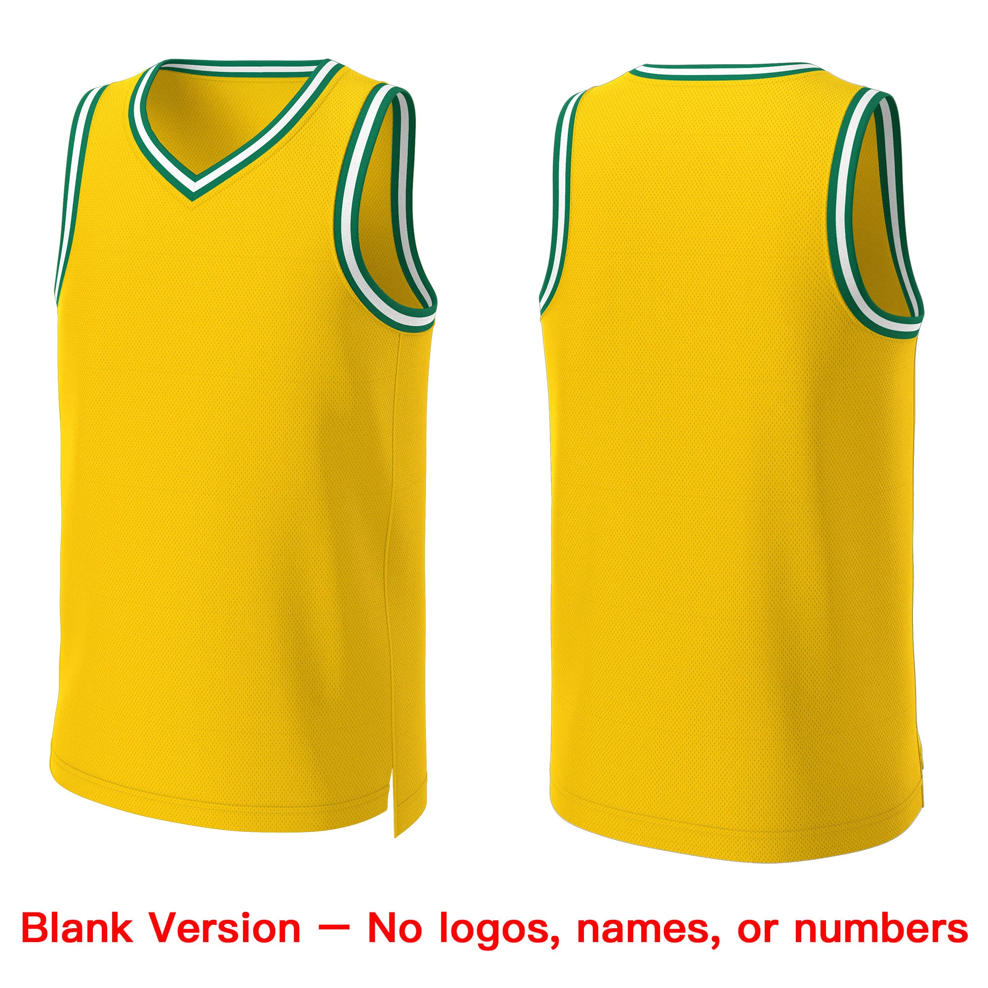 Custom Yellow Kelly Green-White Classic Tops Basketball Jersey - Image 2