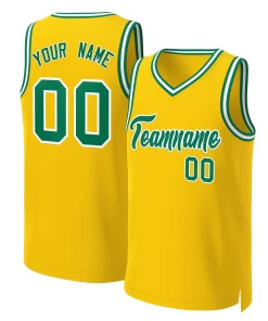 Custom Yellow Kelly Green-White Classic Tops Basketball Jersey