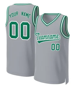 Custom Gray Kelly Green-White Classic Tops Basketball Jersey