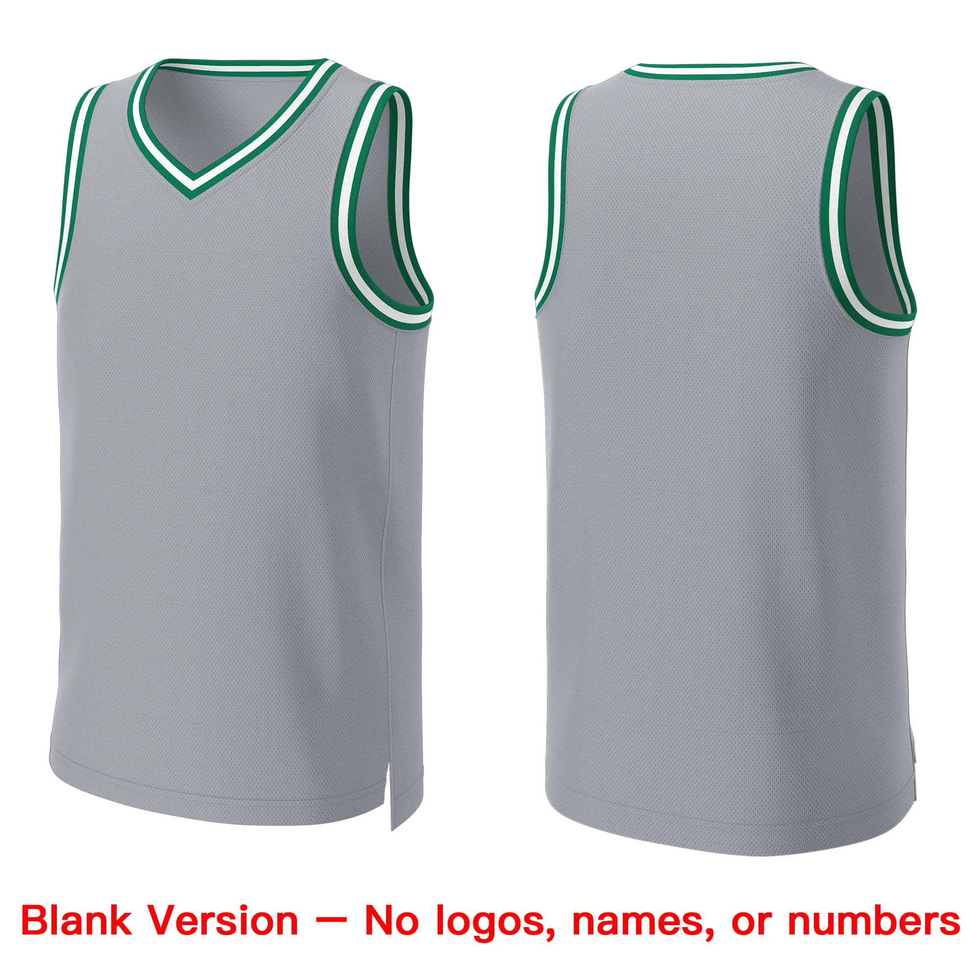 Custom Gray Kelly Green-White Classic Tops Basketball Jersey - Image 3