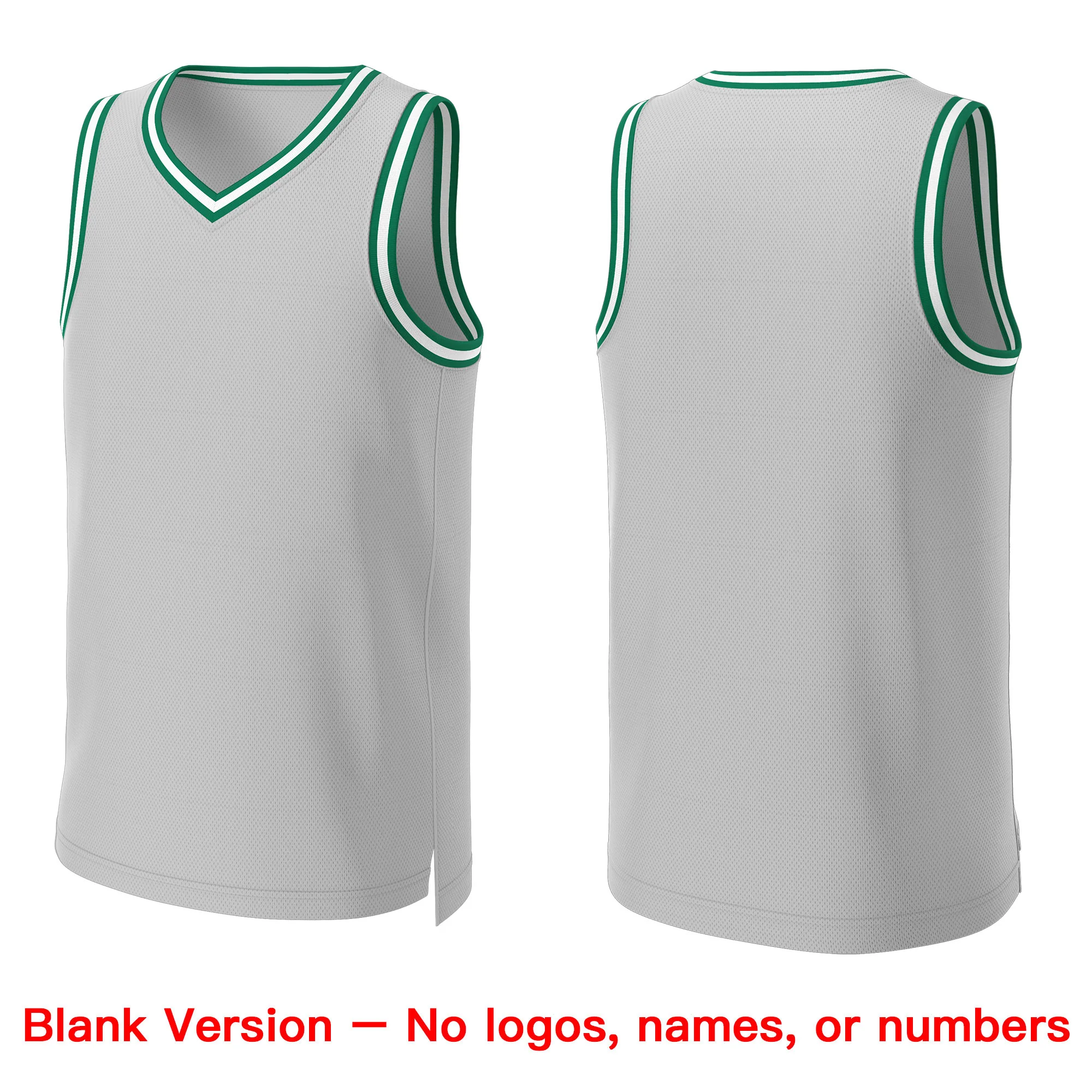Custom Gray Kelly Green-White Classic Tops Basketball Jersey - Image 3