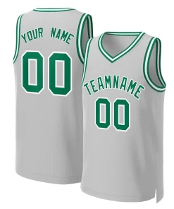 Custom Gray Kelly Green-White Classic Tops Basketball Jersey