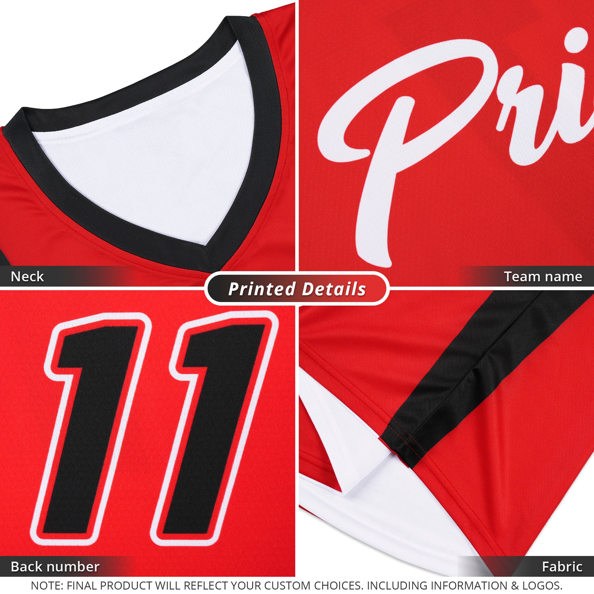 Custom Red White Double Side Tops Athletic Basketball Jersey - Image 2