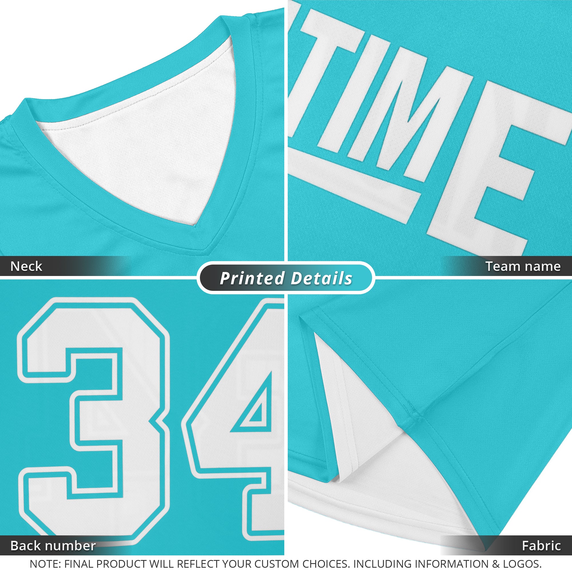 Custom Aqua White Double Side Tops Athletic Basketball Jersey - Image 2
