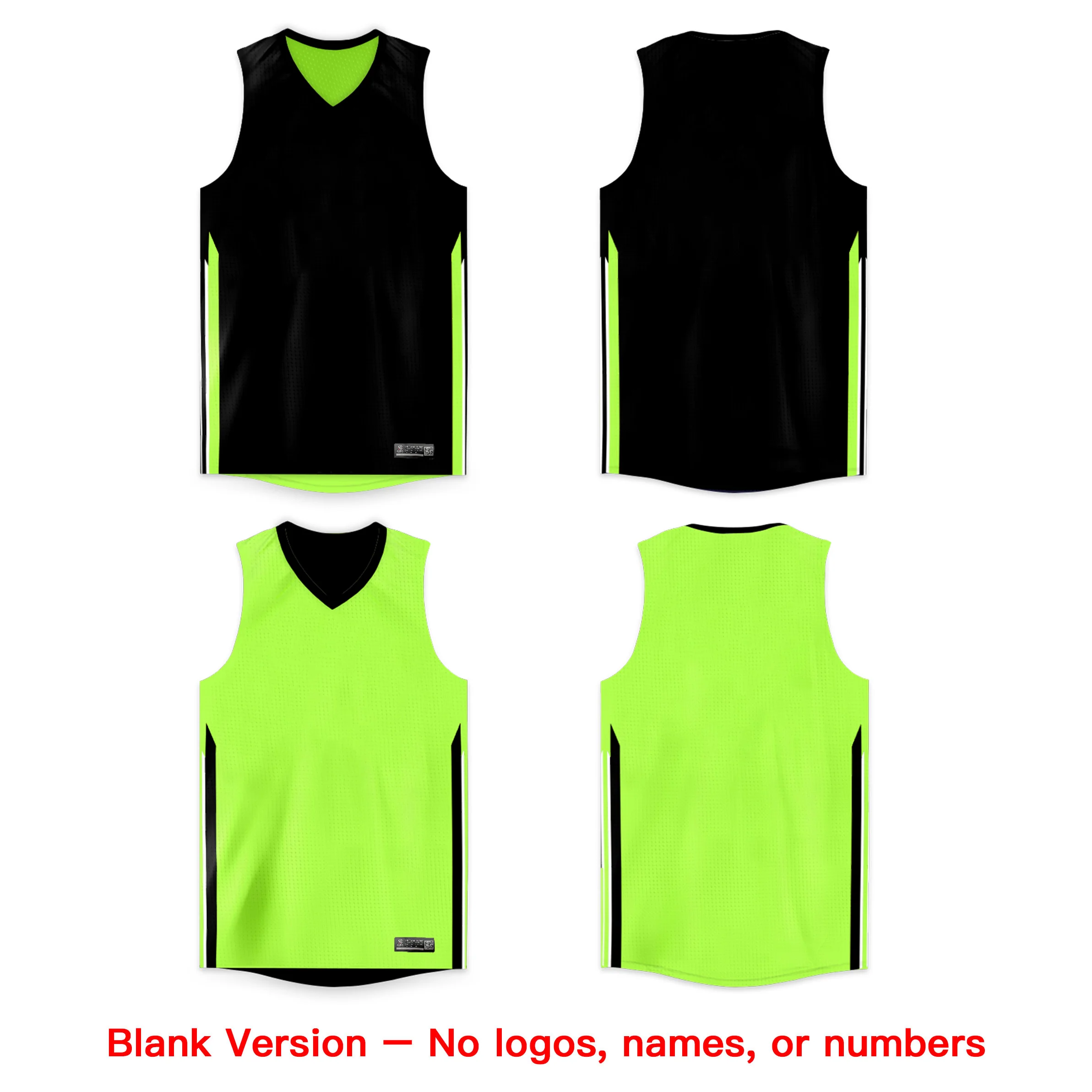 Custom Black Neon Green Double Side Tops Basketball Jersey - Image 3