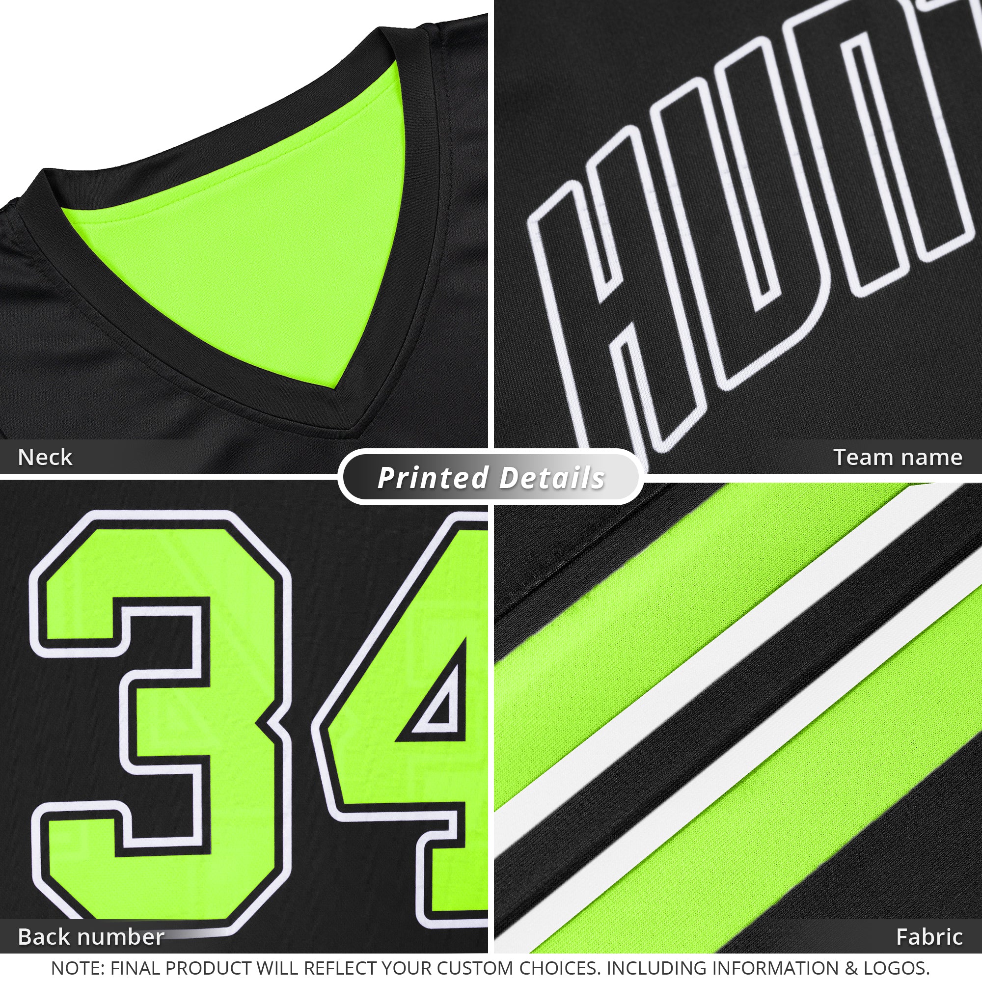 Custom Black Neon Green Double Side Tops Basketball Jersey - Image 2