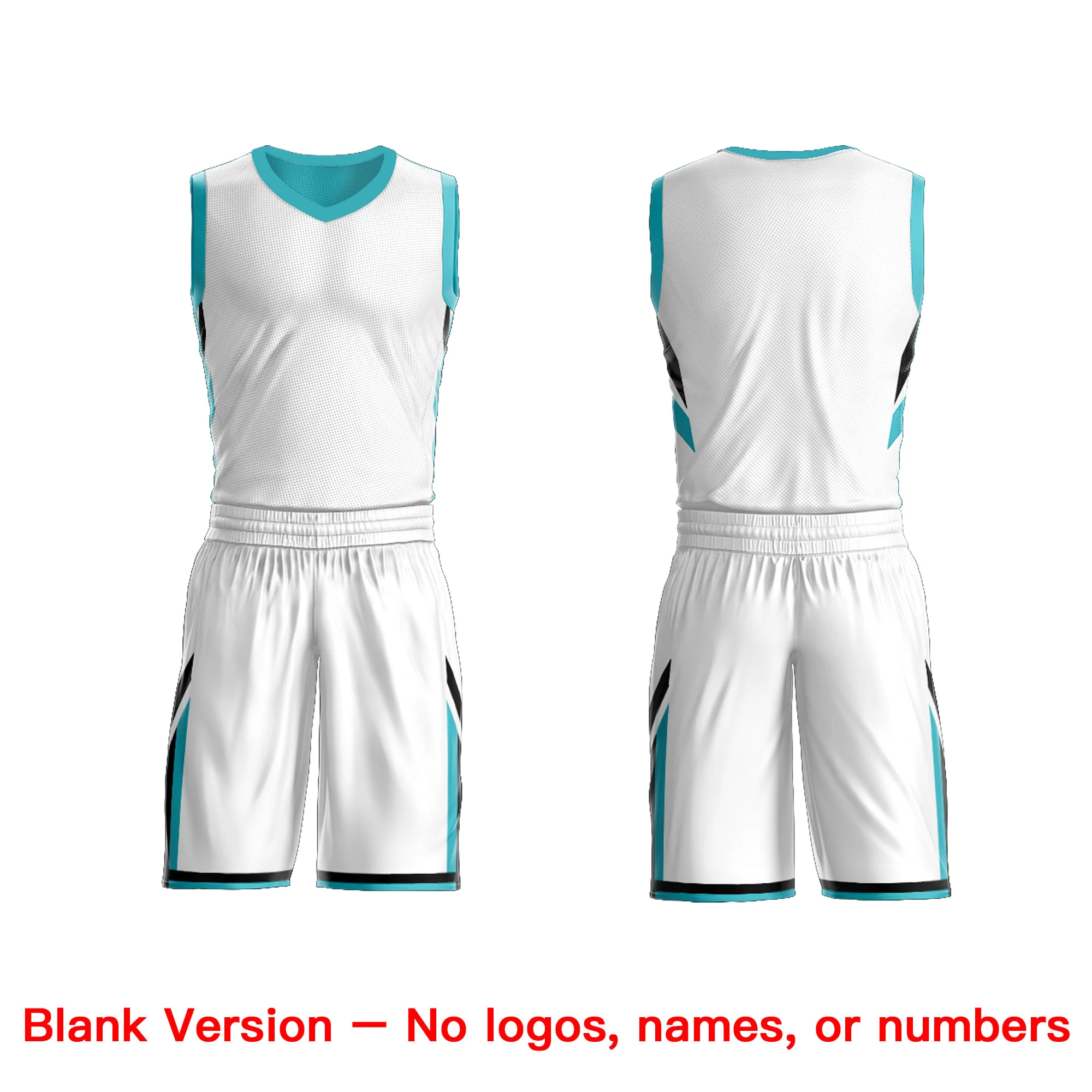 Custom Aqua White Double Side Tops Athletic Basketball Jersey - Image 3