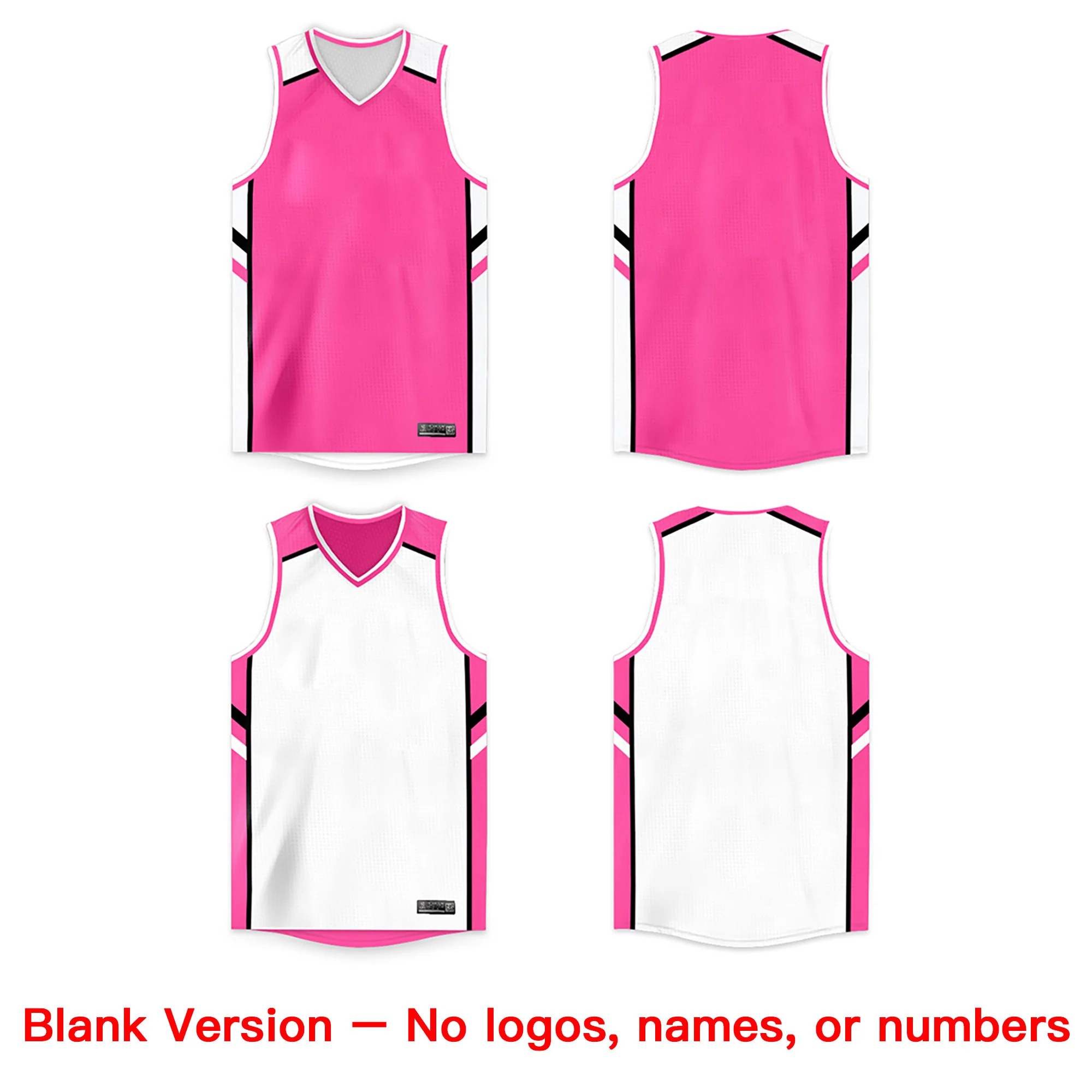 Custom Pink White Double Side Tops Men/Boy Basketball Jersey - Image 2