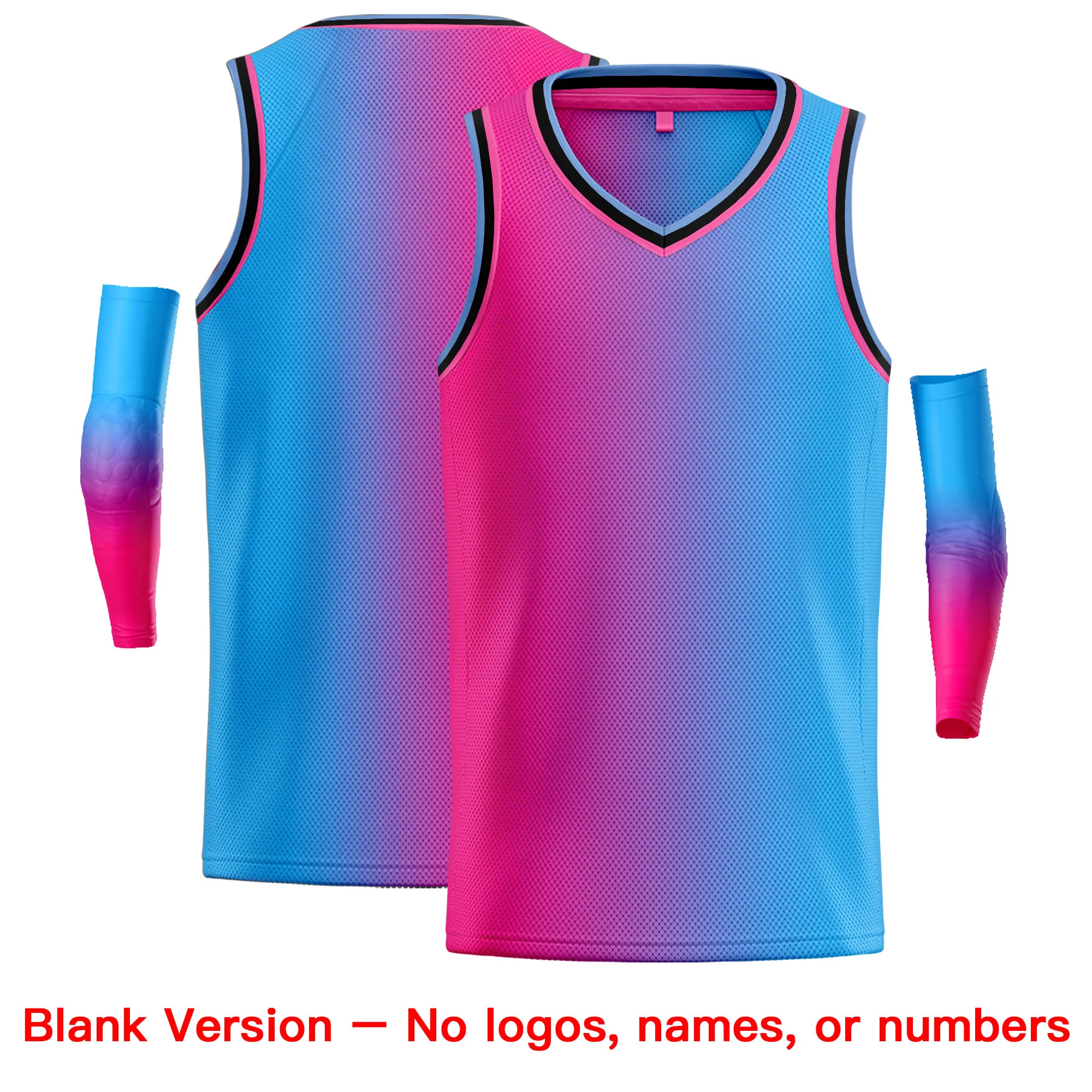 Custom Pink Blue-Black Gradient Fashion Tops Tilted Basketball Jersey - Image 2