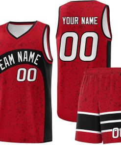 Custom Red Black Dot Graffiti Pattern Irregular Team Names Sports Uniform Basketball Jersey| KXKSHOP