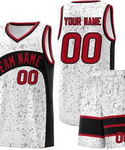 Custom White Black Dot Graffiti Pattern Irregular Team Names Sports Uniform Basketball Jersey| KXKSHOP