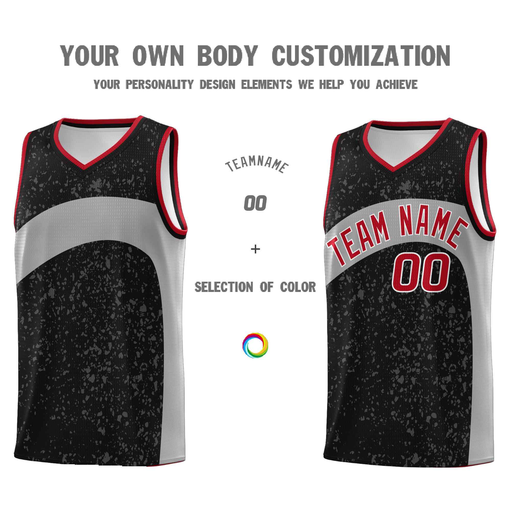 Custom Black Light Gray Dot Graffiti Pattern Irregular Team Names Sports Uniform Basketball Jersey - Image 4