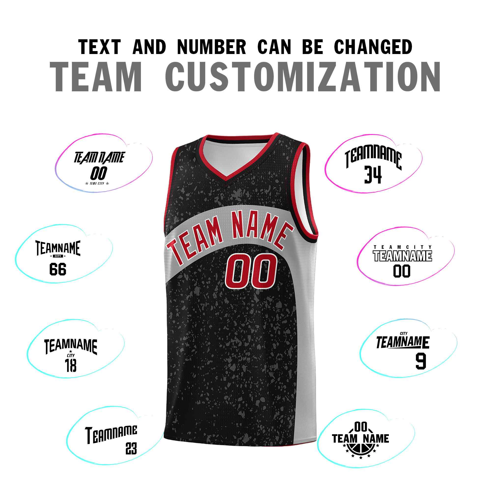 Custom Black Light Gray Dot Graffiti Pattern Irregular Team Names Sports Uniform Basketball Jersey - Image 5