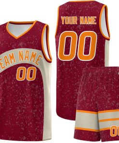 Custom Maroon Brazilian Sand Dot Graffiti Pattern Irregular Team Names Sports Uniform Basketball Jersey| KXKSHOP