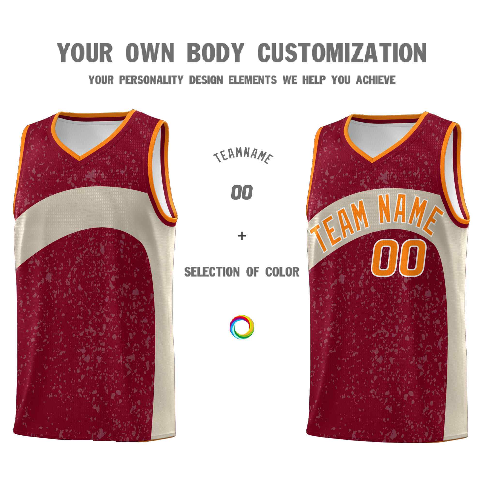 Custom Maroon Brazilian Sand Dot Graffiti Pattern Irregular Team Names Sports Uniform Basketball Jersey - Image 4