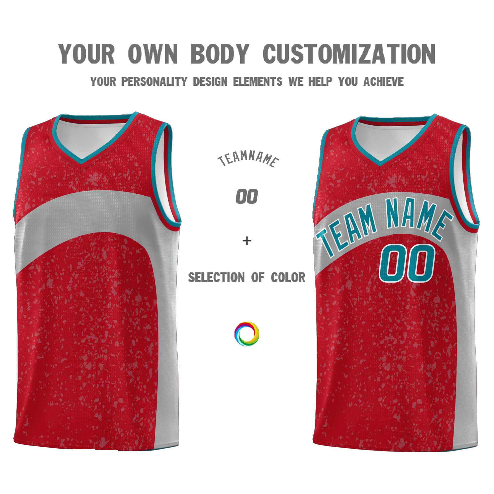 Custom Red Light Gray Dot Graffiti Pattern Irregular Team Names Sports Uniform Basketball Jersey - Image 4