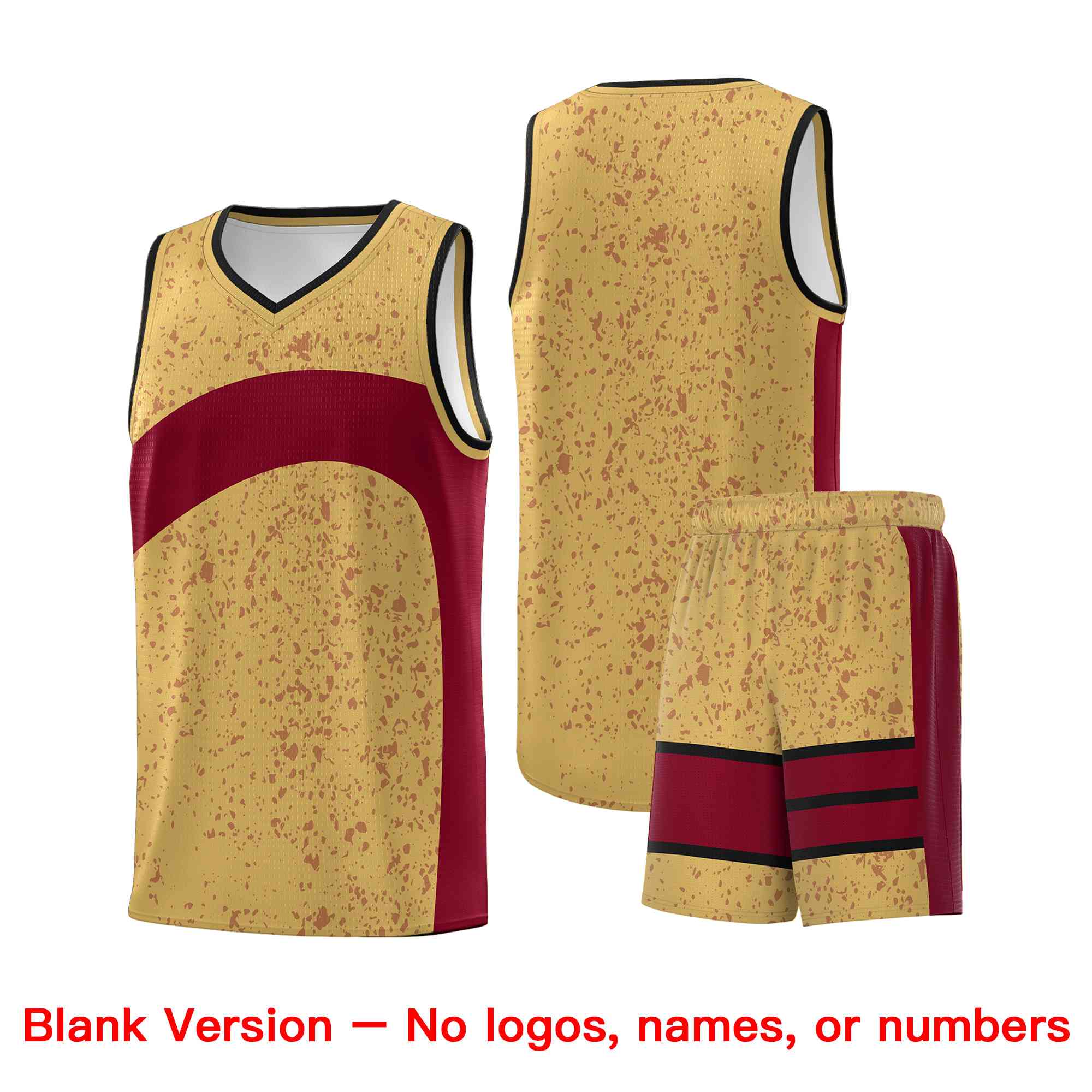 Custom Old Gold Crimson Dot Graffiti Pattern Irregular Team Names Sports Uniform Basketball Jersey - Image 2