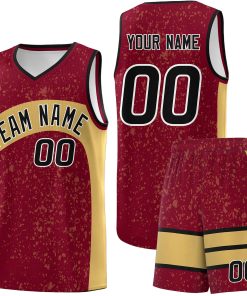 Custom Crimson Old Gold Dot Graffiti Pattern Irregular Team Names Sports Uniform Basketball Jersey| KXKSHOP