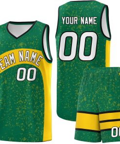 Custom Kelly Green Gold Dot Graffiti Pattern Irregular Team Names Sports Uniform Basketball Jersey| KXKSHOP