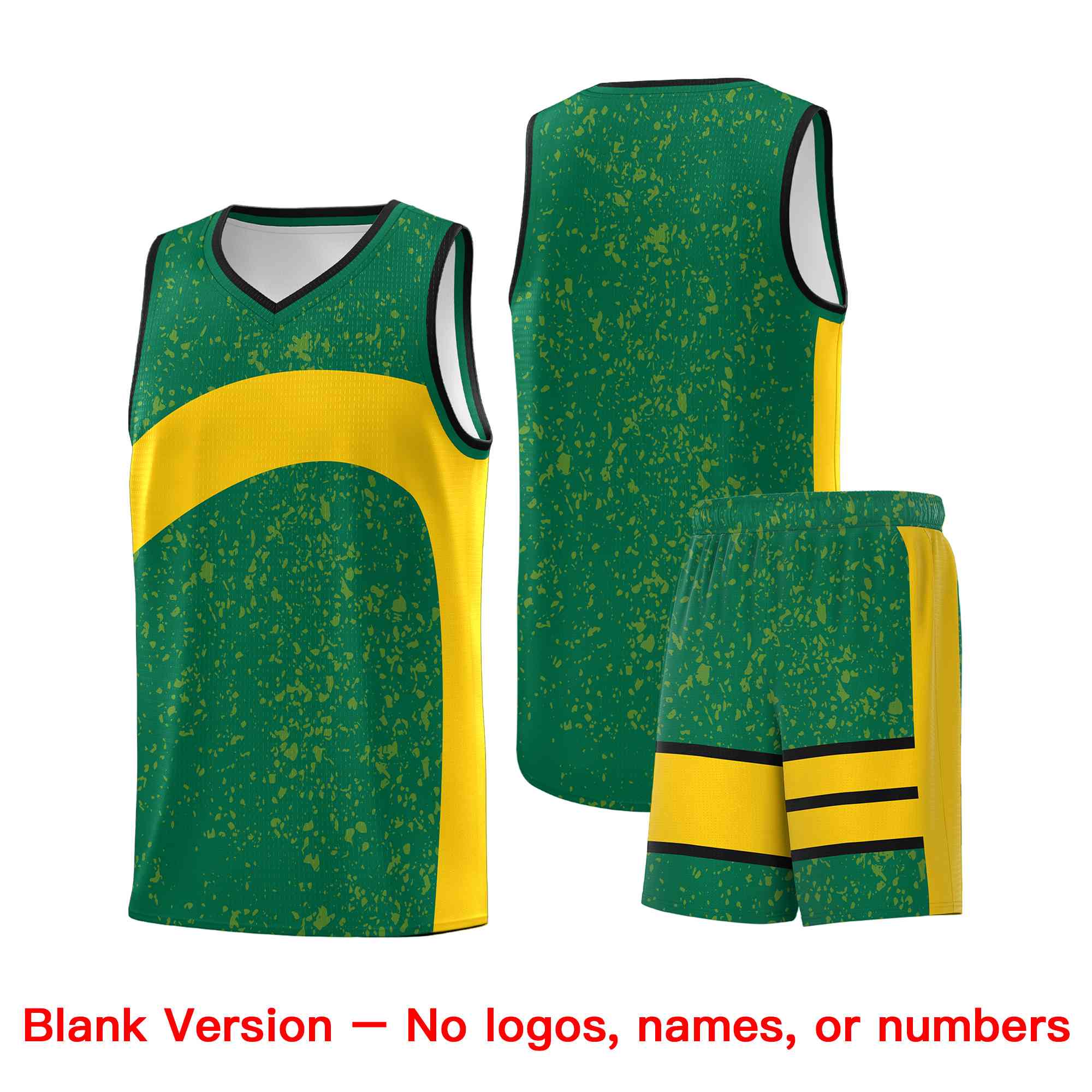 Custom Kelly Green Gold Dot Graffiti Pattern Irregular Team Names Sports Uniform Basketball Jersey - Image 2