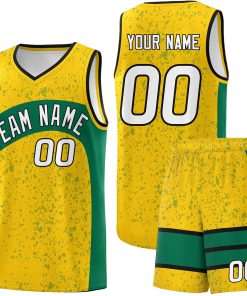 Custom Gold Kelly Green Dot Graffiti Pattern Irregular Team Names Sports Uniform Basketball Jersey| KXKSHOP
