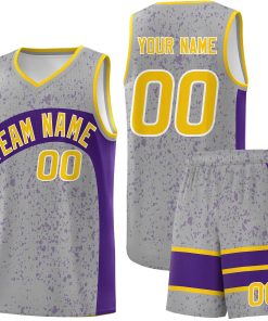 Custom Light Gray Purple Dot Graffiti Pattern Irregular Team Names Sports Uniform Basketball Jersey| KXKSHOP