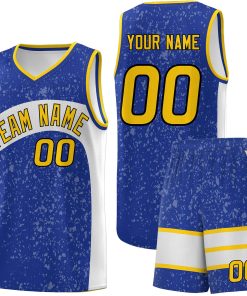 Custom Royal White Dot Graffiti Pattern Irregular Team Names Sports Uniform Basketball Jersey| KXKSHOP