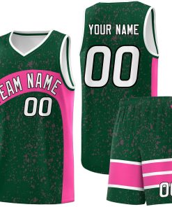 Custom Green Pink Dot Graffiti Pattern Irregular Team Names Sports Uniform Basketball Jersey| KXKSHOP