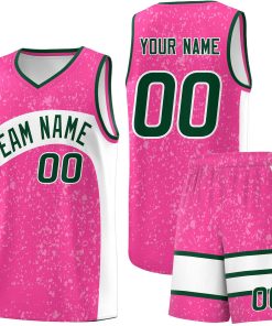 Custom Pink White Dot Graffiti Pattern Irregular Team Names Sports Uniform Basketball Jersey| KXKSHOP