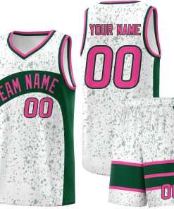 Custom White Green Dot Graffiti Pattern Irregular Team Names Sports Uniform Basketball Jersey| KXKSHOP