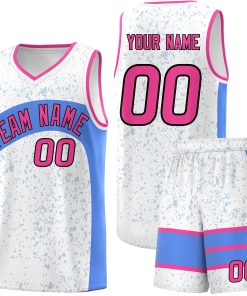 Custom White Powder Blue Dot Graffiti Pattern Irregular Team Names Sports Uniform Basketball Jersey| KXKSHOP